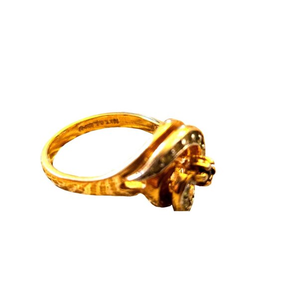 Vintage Espo Swirl Bypass Ring Deep Green and Clear Crystal Accents 14k GE Espo - Picture 5 of 5